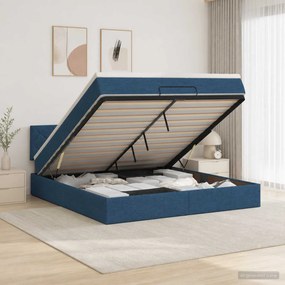 vidaXL Κρεβάτι Ottoman με στρώμα με κεφαλάρι Μπλε 140 x 200 cm Ύφασμα