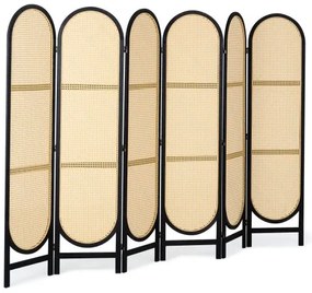 VEVOR 6 Panel Room Divider Hand-Woven Rattan Folding Privacy Screens Brown