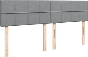 vidaXL Κρεβάτι Boxspring με Στρώμα Ανοιχτό Γκρι 200x200 εκ. Υφασμάτινο