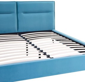 Κρεβάτι Ikina βελούδο σε πετρόλ απόχρωση 160x200εκ 176x223x100 εκ.