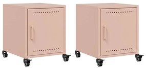 vidaXL Κομοδίνα 2 τεμ. Ροζ 36x39x43,5 εκ. από Χάλυβα