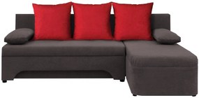 Γωνιακός καναπές Lamor-Γκρι - Κόκκινο