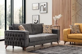 Stewehome Τριπλή πολυθρόνα Oak Anthracite 220x90x84 cm
