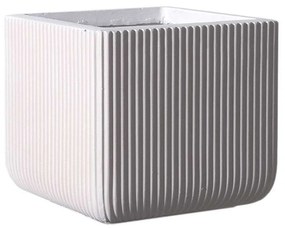 Κασπώ Πήλινο Τετράγωνο Stripe L C-0050-8 37x37x33cm White Supergreens Πηλός