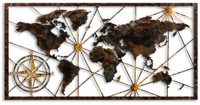 Διακοσμητικό τοίχου World Map Megapap μεταλλικό χρώμα μαύρο - bronze 120x60εκ.-GP052-0063