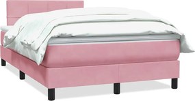 vidaXL Box Spring κρεβάτι με στρώμα ροζ 120x220 cm Βελούδινο