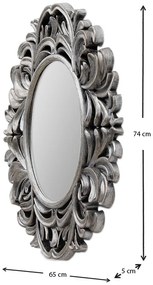 Kαθρέφτης τοίχου οβάλ πλαστικός σε χρώμα σκούρο ασημί 75x65