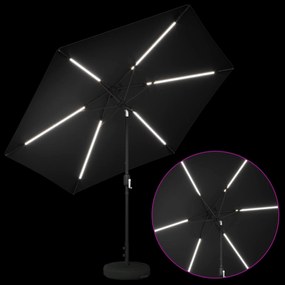 vidaXL Ομπρέλα Κήπου με LED Φώτα και Βάση 300 x 300 cm Πολυεστέρας