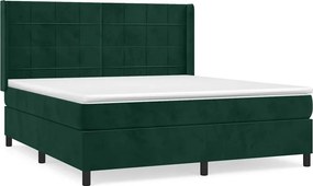 vidaXL Κρεβάτι Boxspring με Στρώμα Σκούρο Πράσινο 160x200εκ. Βελούδινο