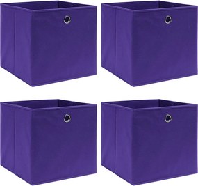 vidaXL Κουτιά Αποθήκευσης 4 τεμ. Μοβ 28x28x28 εκ. Ύφασμα Non-woven