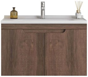 Έπιπλο Μπάνιου Πάγκος Με Νιπτήρα Diana S3BDIA080BR 80x47cm Brown Polywood,Porcelain