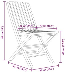 vidaXL Καρέκλες Κήπου Πτυσσόμενες 4 τεμ. 47x47x89 εκ. Μασίφ Ξύλο Teak