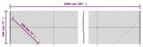 vidaXL Συρματόπλεγμα Περίφραξης Ασημί 1,8 x 10 μ. με Βάσεις Φλάντζα