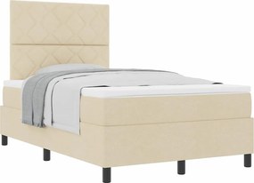 vidaXL Κρεβάτι με ελατήρια με στρώμα Κρεμ 120 x 190 cm ύφασμα