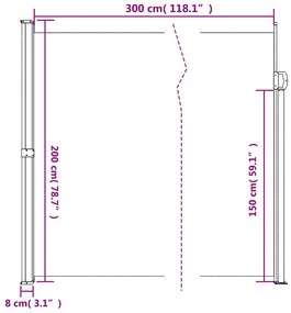 Σκίαστρο Πλαϊνό Συρόμενο Κρεμ 200 x 300 εκ. - Κρεμ
