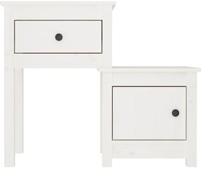 vidaXL Κομοδίνο Λευκό 79,5 x 38 x 65,5 εκ. από Μασίφ Ξύλο Πεύκου