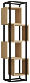 Βιβλιοθήκη Gridur oak - μαύρο μεταλλικό σκελετό 44x29x140 εκ. 44x29x140 εκ.