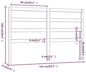 Κεφαλάρι Κρεβατιού 141 x 4 x 100 εκ. από Μασίφ Ξύλο Πεύκου - Καφέ