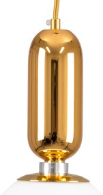 GloboStar® MAVERICK 00943 Μοντέρνο Κρεμαστό Φωτιστικό Οροφής Μονόφωτο 1 x E27 Χρυσό Μεταλλικό Γυάλινο Μπάλα Φ15 x Υ33cm