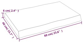 Επιφ Τραπεζιού Αν Καφέ 60x40x(2-6)εκ. Ακατέργ. Μασίφ Ξύλο Δρυός - Καφέ