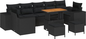 vidaXL Σετ Καναπέ Κήπου 10 pcs Μαύρο συνθετικό ρατάν
