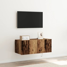 vidaXL Ντουλάπι τοίχου TV με φώτα LED παλιού ξύλου 80x35x31 εκ.