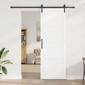 vidaXL Συρόμενη Πόρτα Λευκό 83 x 232 εκ. Μασίφ Ξύλο Πεύκου