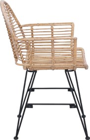 vidaXL Καρέκλα τραπεζαρίας 2 pcs Καλάμι και Σίδερο Φυσικό