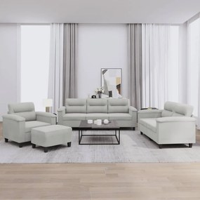vidaXL Σετ Σαλονιού 4 Τεμαχίων Αν. Γκρι Ύφασμα Μικροϊνών με Μαξιλάρια