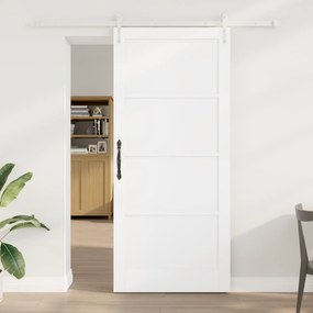 vidaXL Συρόμενη Πόρτα  με Σετ Υλικών Λευκή 93x211 εκ. Μασίφ Ξύλο Πεύκου