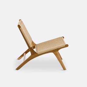 Πολυθρόνα lounge από ξύλο teak και πλεγμένο σχοινί, Amanda