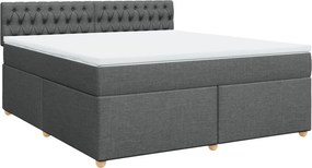 vidaXL Κρεβάτι Boxspring με Στρώμα Σκούρο Γκρι 180x200 εκ Υφασμάτιν