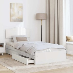 vidaXL Κρεβάτι Αποθήκης Λευκό 90 x 200 cm Επεξεργασμένο ξύλο