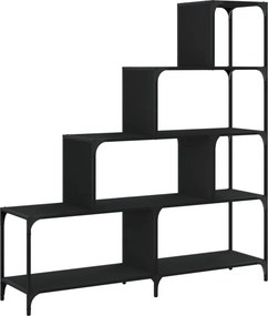 vidaXL Βιβλιοθήκη Σκάλα 4 Ράφια Μαύρη 139x33,5x149 εκ. Επεξεργ. Ξύλο