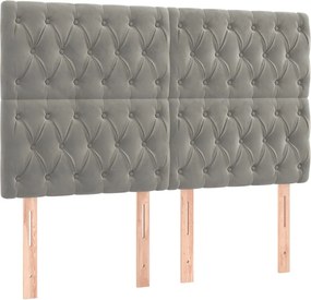 vidaXL Κρεβάτι Boxspring με Στρώμα &amp; LED Αν.Γκρι 140x200 εκ. Βελούδινο