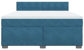 Κρεβάτι Boxspring με Στρώμα Μπλε 180x200 εκ. Βελούδινο - Μπλε