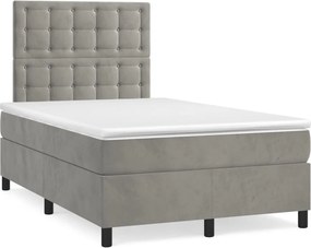 vidaXL Κρεβάτι Boxspring με Στρώμα &amp; LED Αν.Γκρι 120x190εκ. Βελούδινο