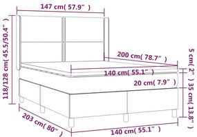 vidaXL Κρεβάτι Boxspring με Στρώμα Μαύρο 140x200 εκ. Υφασμάτινο