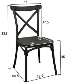 Καρέκλα Crossie pp σε ανθρακί απόχρωση 38x46.5x82εκ 38x46.5x82 εκ.