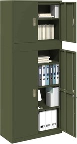 vidaXL Ντουλάπι αποθήκευσης 2 τμχ. Λαδί 90 x 40 x 210 εκ Ατσάλι
