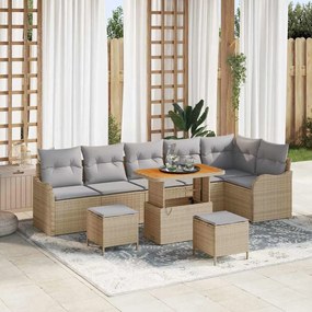 vidaXL Σετ Καναπέ Κήπου 9 pcs Μπεζ, Ανοιχτό Γκρι 90 x 55 x 71 cm