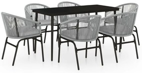 vidaXL Σετ Τραπεζαρίας Κήπου 7 Τεμαχίων Γκρι