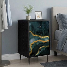 vidaXL Κομοδίνο WIJHE 2 τμχ. Μαύρη Δρυς 36 x 33 x 61 εκ.
