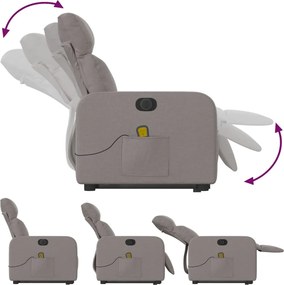 vidaXL Πολυθρόνα Μασάζ Ηλεκτρική Ανακλ.Taupe Υφασμάτινη