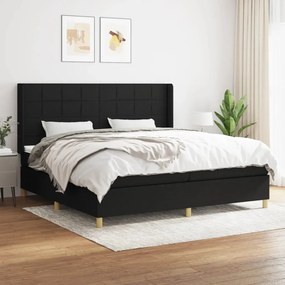 vidaXL Κρεβάτι Boxspring με Στρώμα Μαύρο 200x200 εκ. Υφασμάτινο