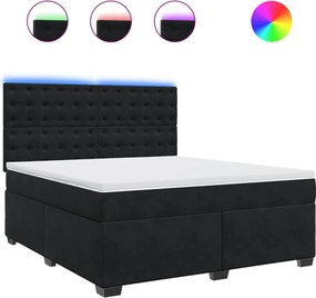vidaXL Κρεβάτι Boxspring με Στρώμα Μαύρο 180x200 εκ. Βελούδινο