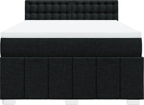 vidaXL Κρεβάτι Boxspring με Στρώμα Μαύρο 140x190 εκ. Υφασμάτινο