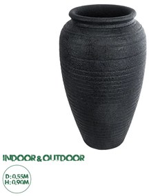 20718 GloboStar® Artificial Garden OLYMPIA 20718 Επιδαπέδιο Πολυεστερικό Τσιμεντένιο Κασπώ Γλάστρα - Flower Pot Μαύρο Φ55 x Υ90cm