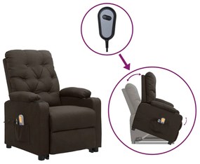 vidaXL Πολυθρόνα Μασάζ με Ανύψωση Σκούρο Καφέ Υφασμάτινη