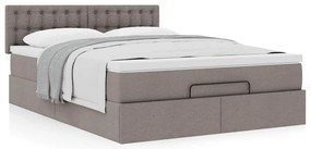 vidaXL Οθωμανικό κρεβάτι με στρώμα Taupe 140x200cm ύφασμα